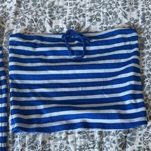 Aerie Blue and White Striped Crop Top